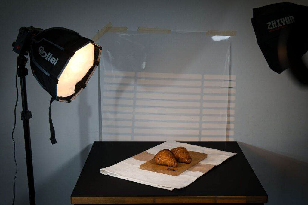 iluminação artificial softbox para fotografia de comida profissional